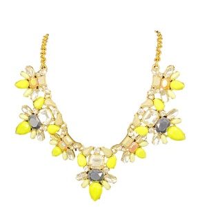 J. Crew Necklace •Navy Blue, Neon Yellow, Peach Iridescent, Crystal • Gold